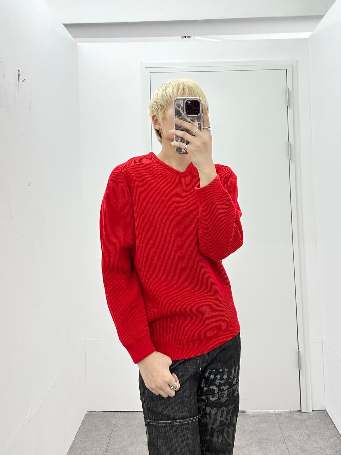 GOLD WIN red v knit 상품이미지1