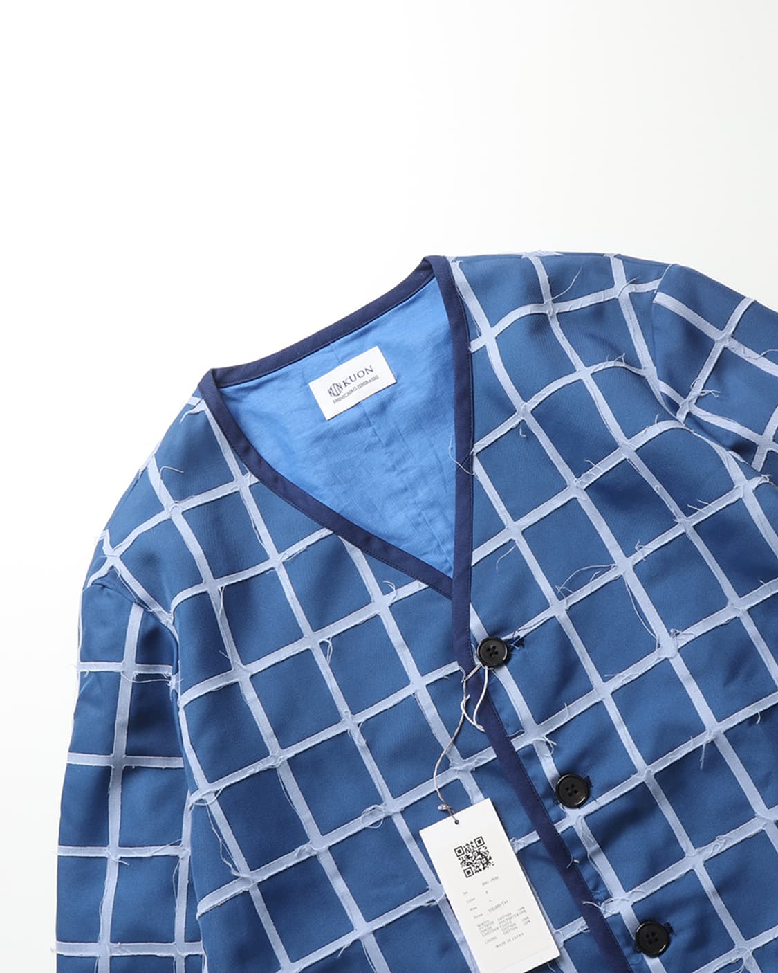 쿠온 KUON Collarless Plaid Jacket 상품이미지3