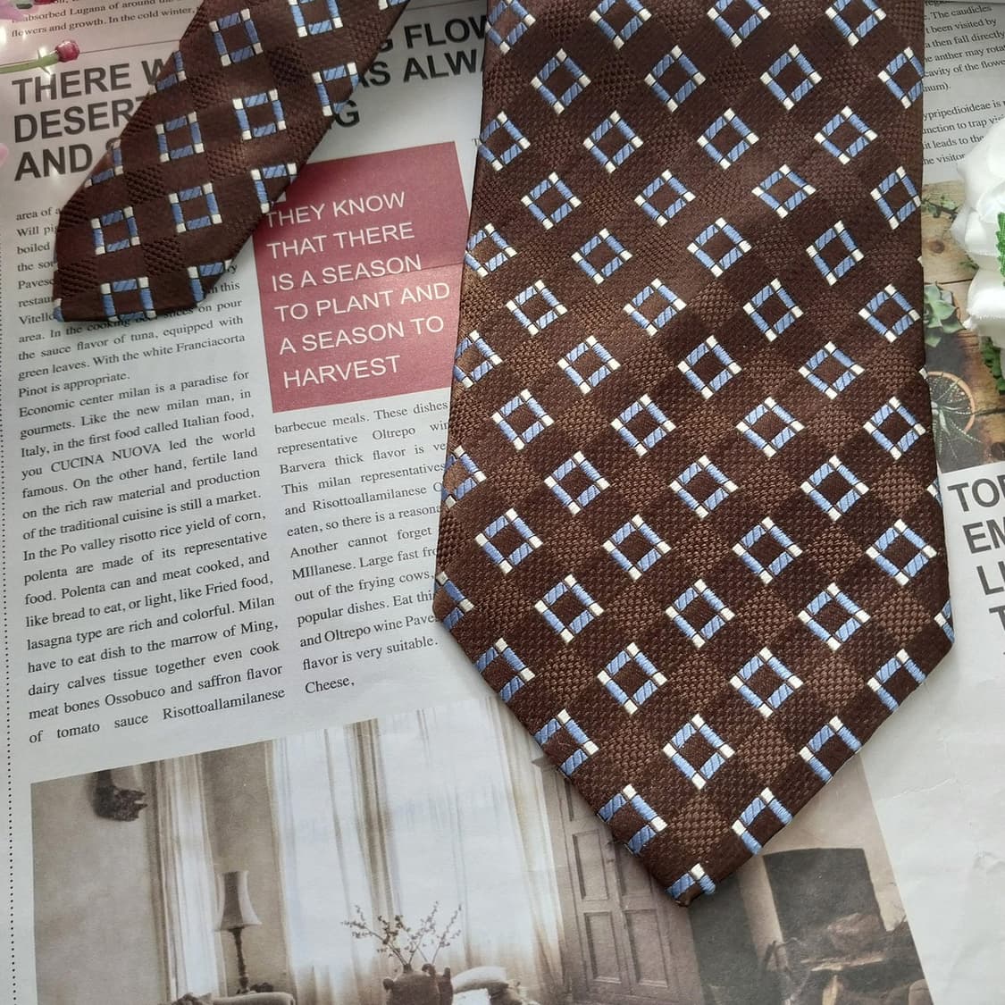 알테아 실크 브라운 체크 자카드 넥타이 9.2cm A+등급 K1489
 상품이미지4