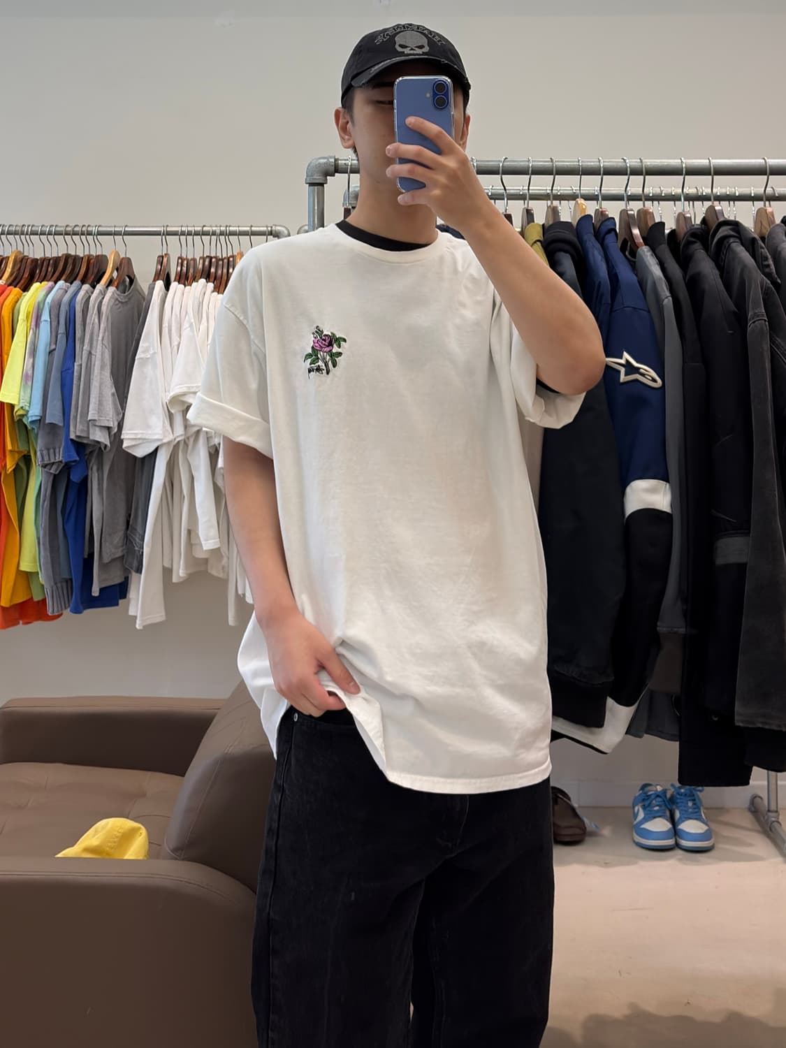 스투시 가슴 플라워 반팔 XL 80 57 58 24.5/6 상품이미지6