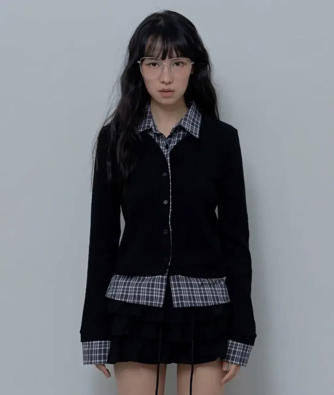 팬시클럽 체크 셔츠 레이어드 가디건 상품이미지1