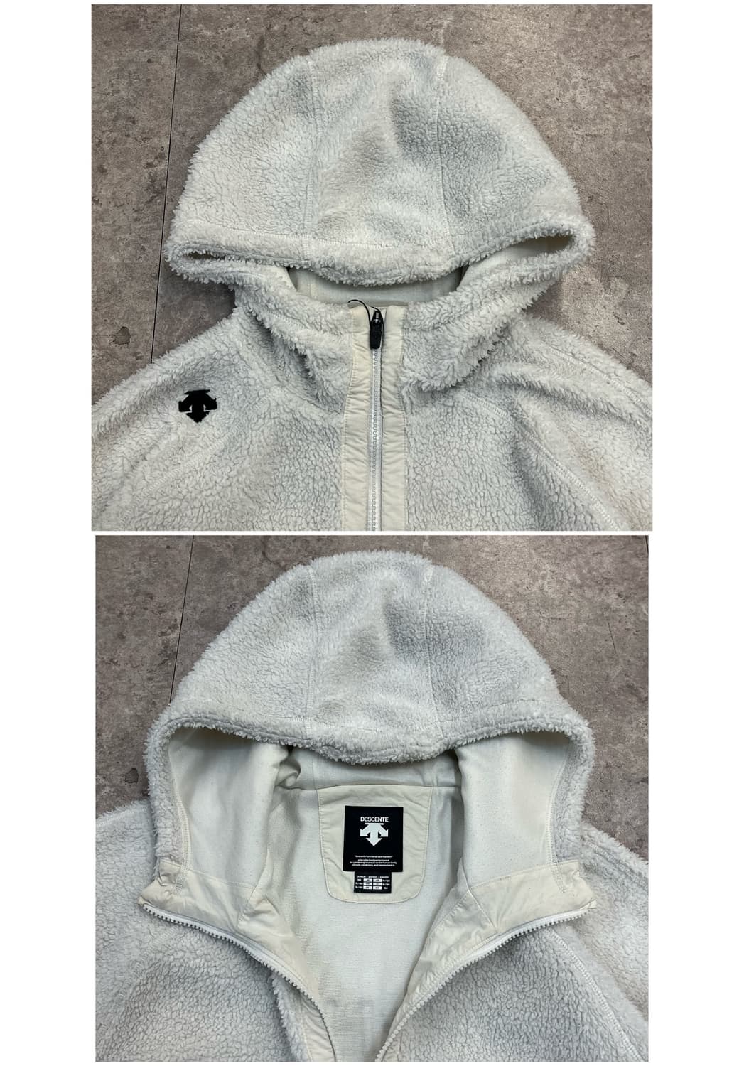 데상트 플리스 후드집업 화이트 키즈160 #csz2257 상품이미지6