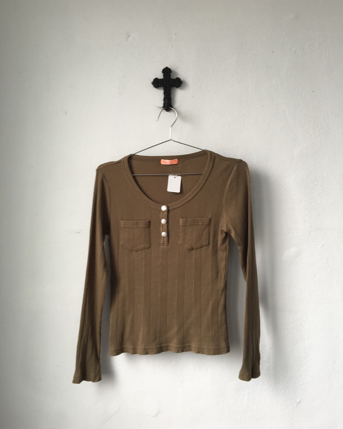 Henry neck ribbed sleeve 상품이미지1