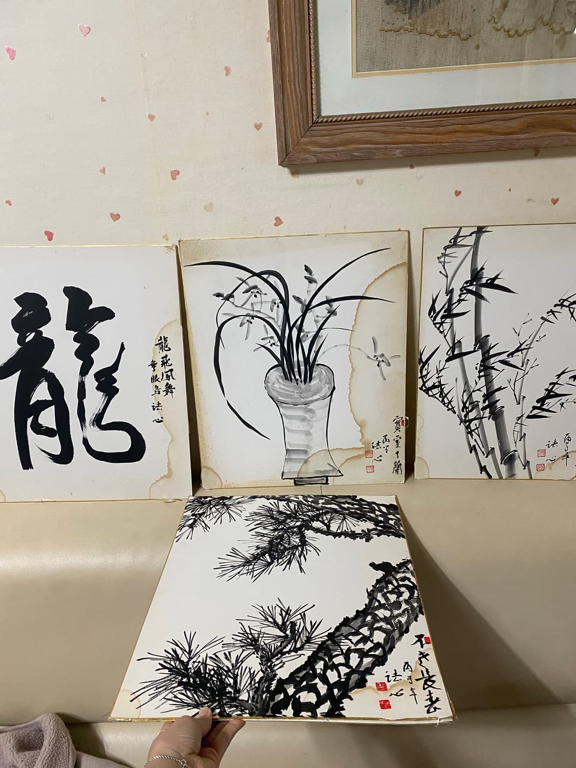 일본 수입 수묵화 그림 4점 일괄 상품이미지1