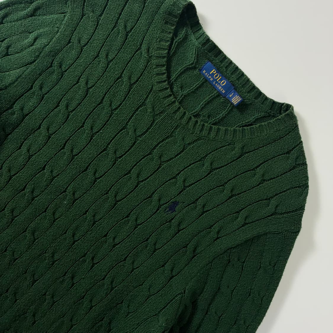 Polo  폴로 랄프로렌 자수 코튼 그린 꽈배기 니트  상품이미지3