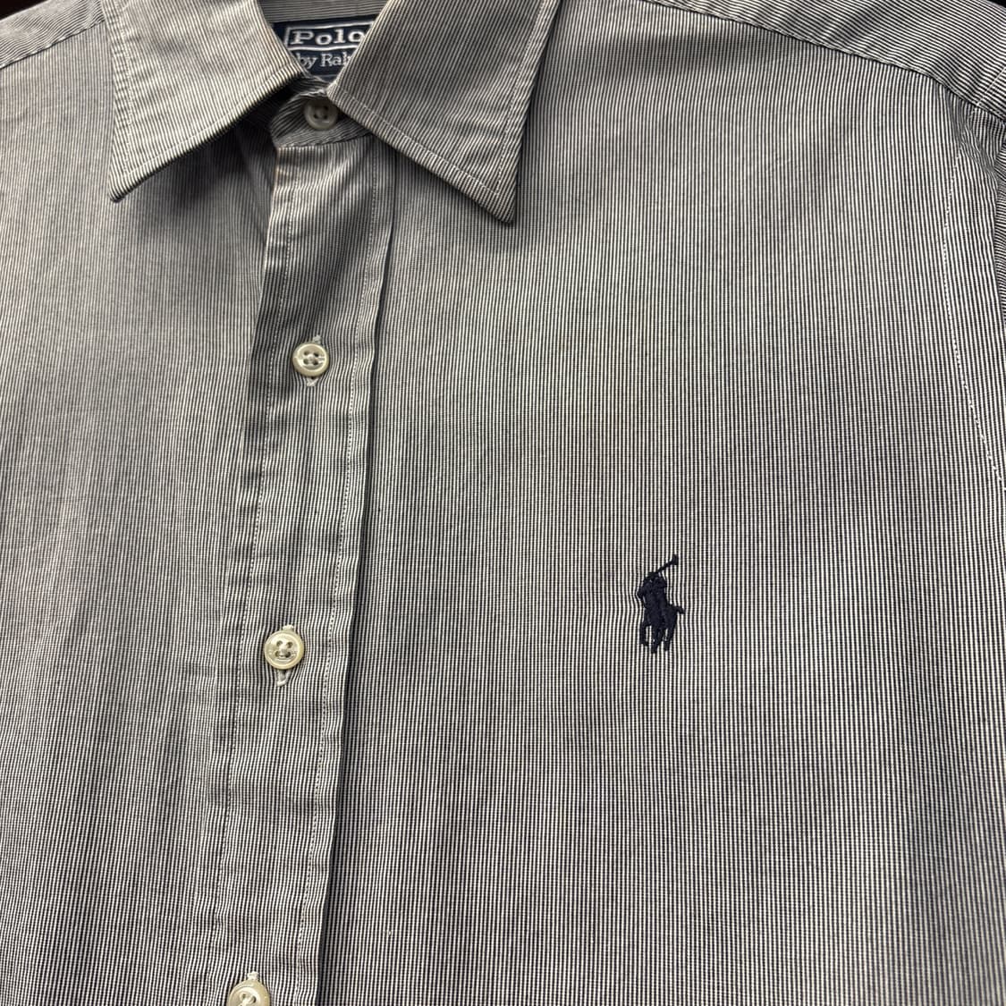 90s 폴로 랄프로렌 앤드류 라인 마이크로 스트라이프 셔츠 N1105 상품이미지5
