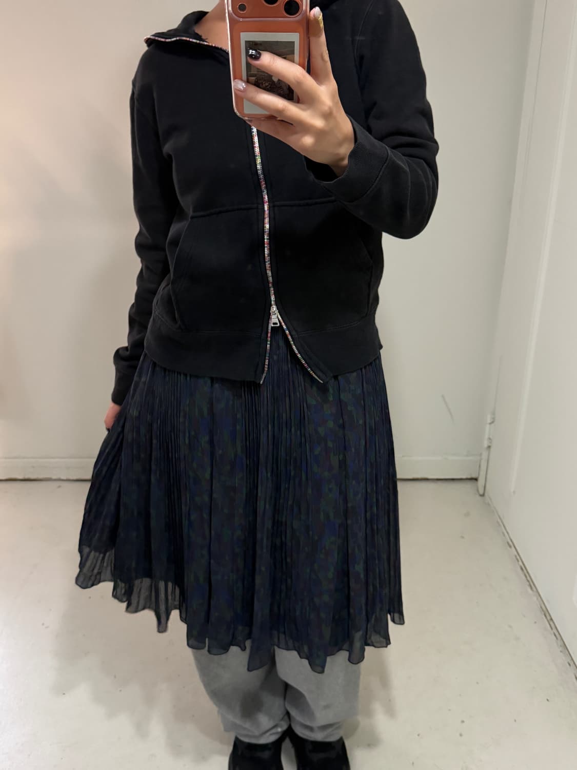 일본빈티지 블루그린 플리츠 스컽 상품이미지3