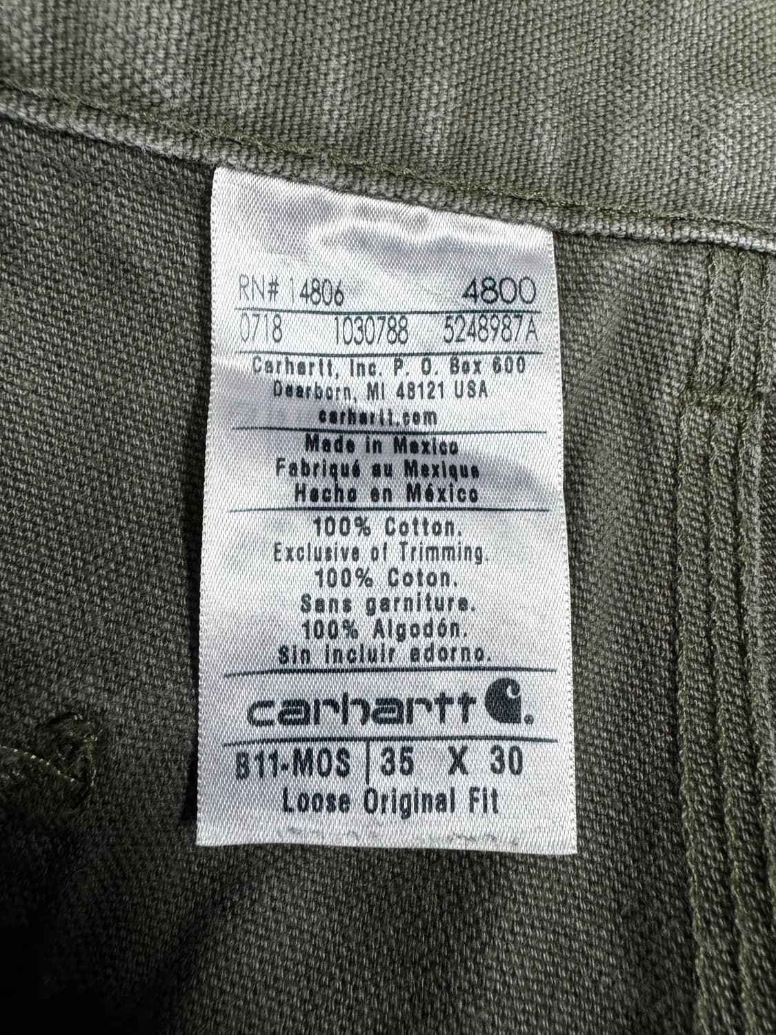 칼하트 싱글니 카펜터팬츠 b11 mos 35x30 상품이미지4