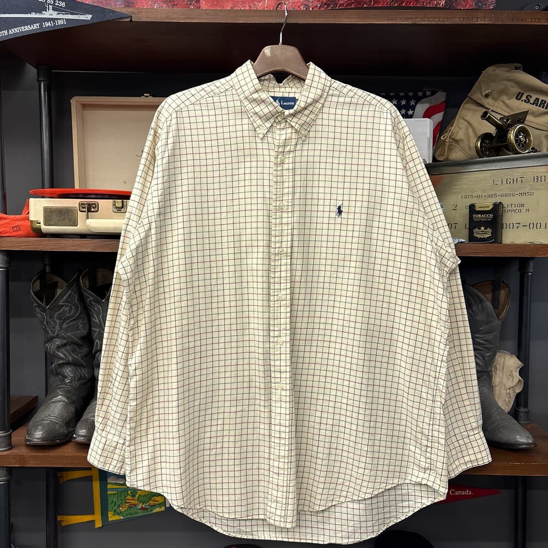 00s 폴로 랄프로렌 라이트옐로우 윈도우체크 버튼다운 셔츠 N1102 상품이미지1