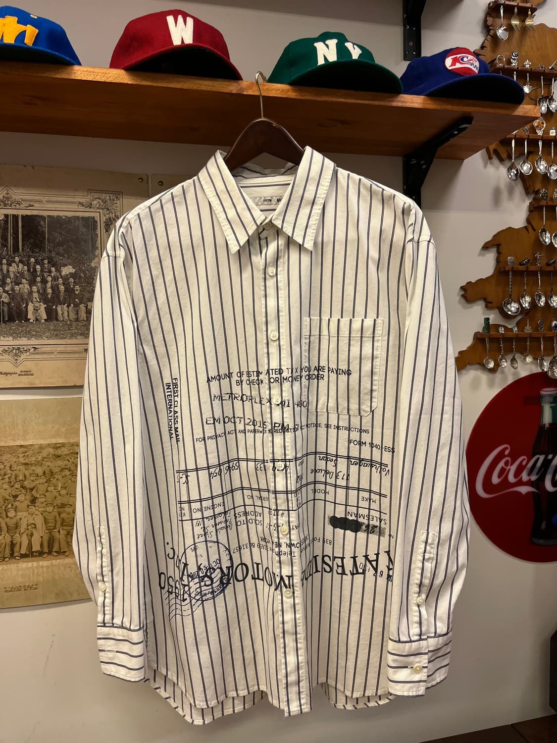 시스템 옴므 레터링 프린팅 스트라이프 셔츠 상품이미지2