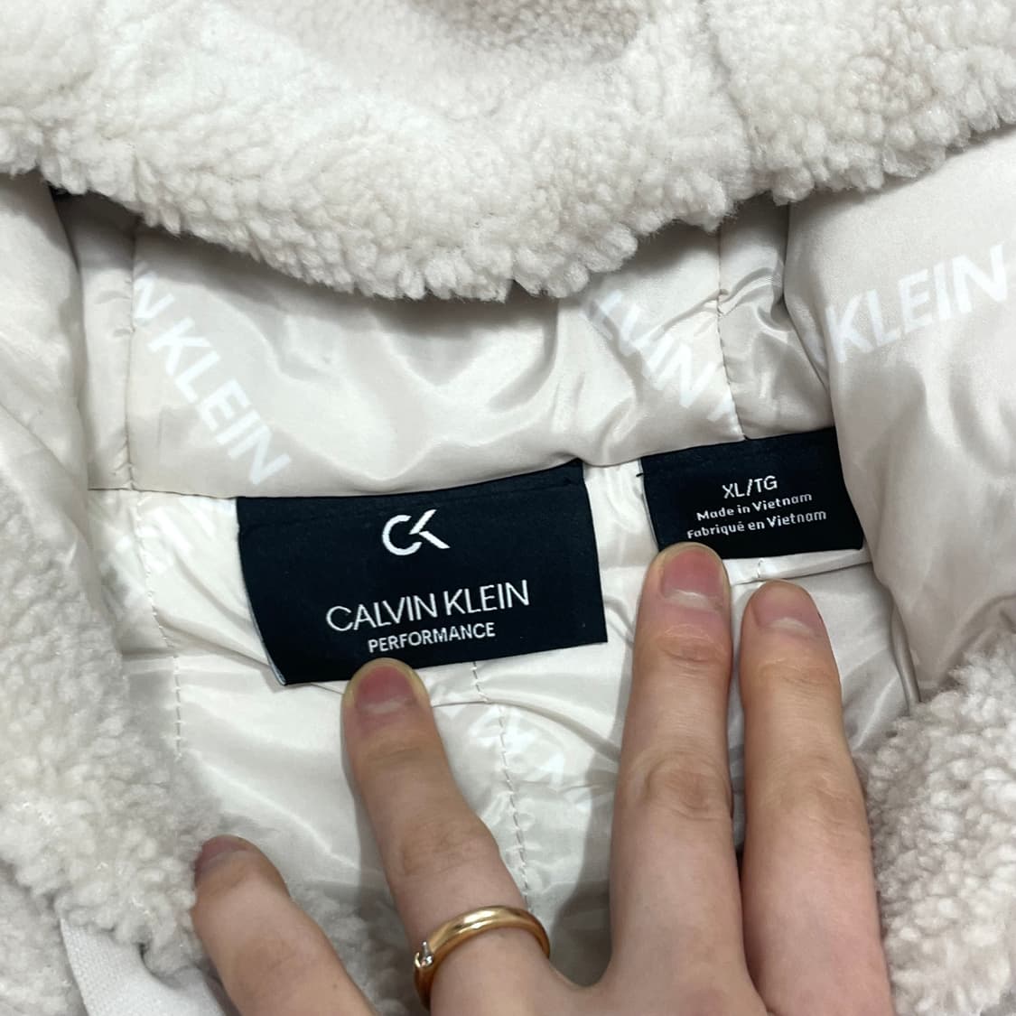 캘빈클라인 베이지 누빔 플리스 후드집업 점퍼 자켓 남성XL 상품이미지5