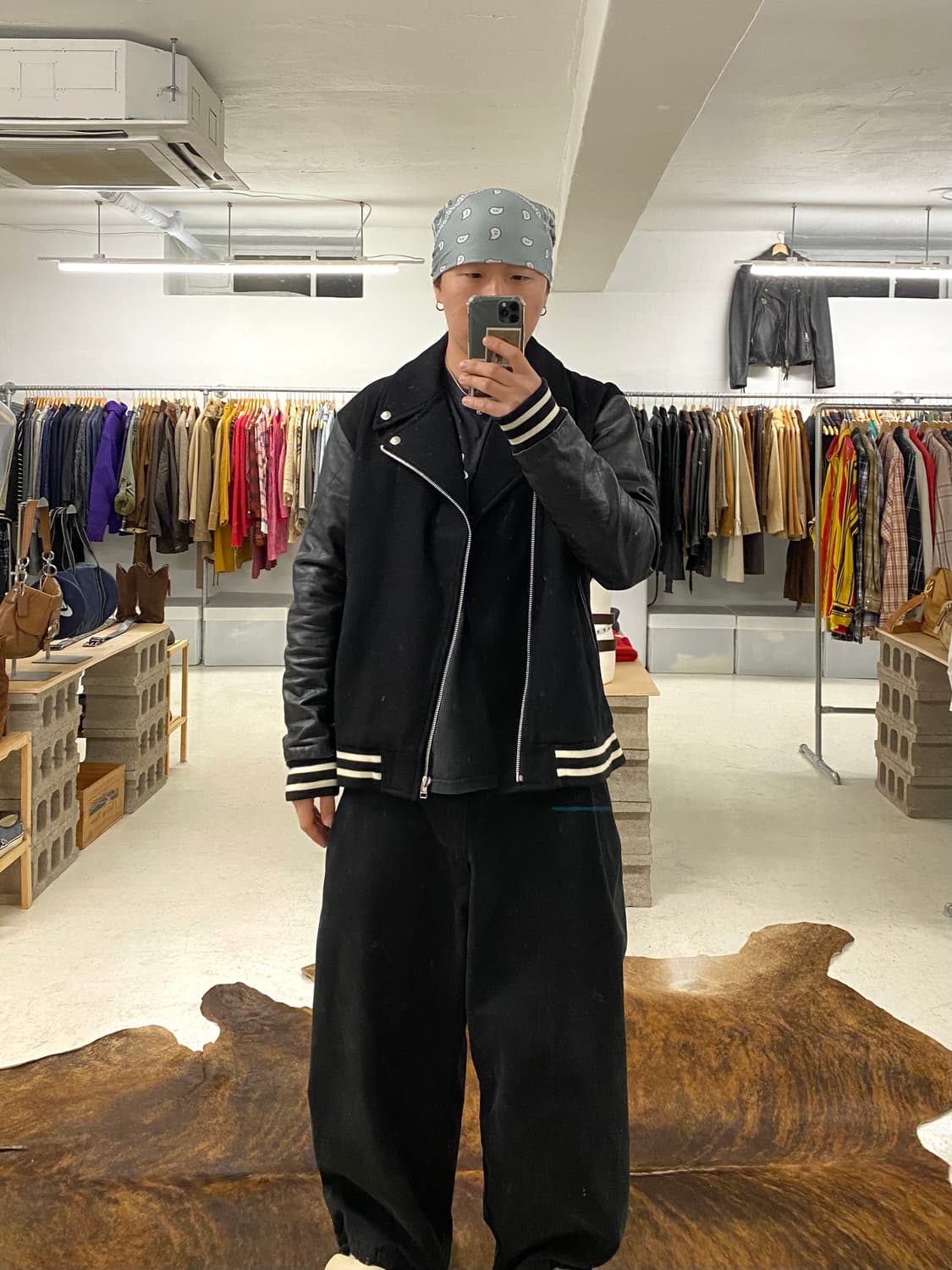 BEAMS varsity rider jacket 빔즈 레더 바시티 자켓 상품이미지1