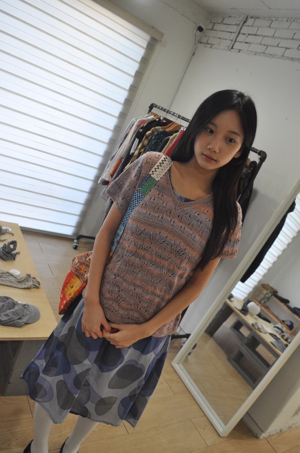 핑크 반팔 니트 상품이미지1