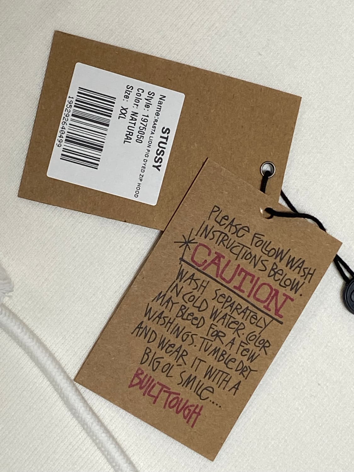 스투시 라스타 라이언 피그먼트 다이드 후드집업 XXL 내츄럴 화이트 상품이미지6