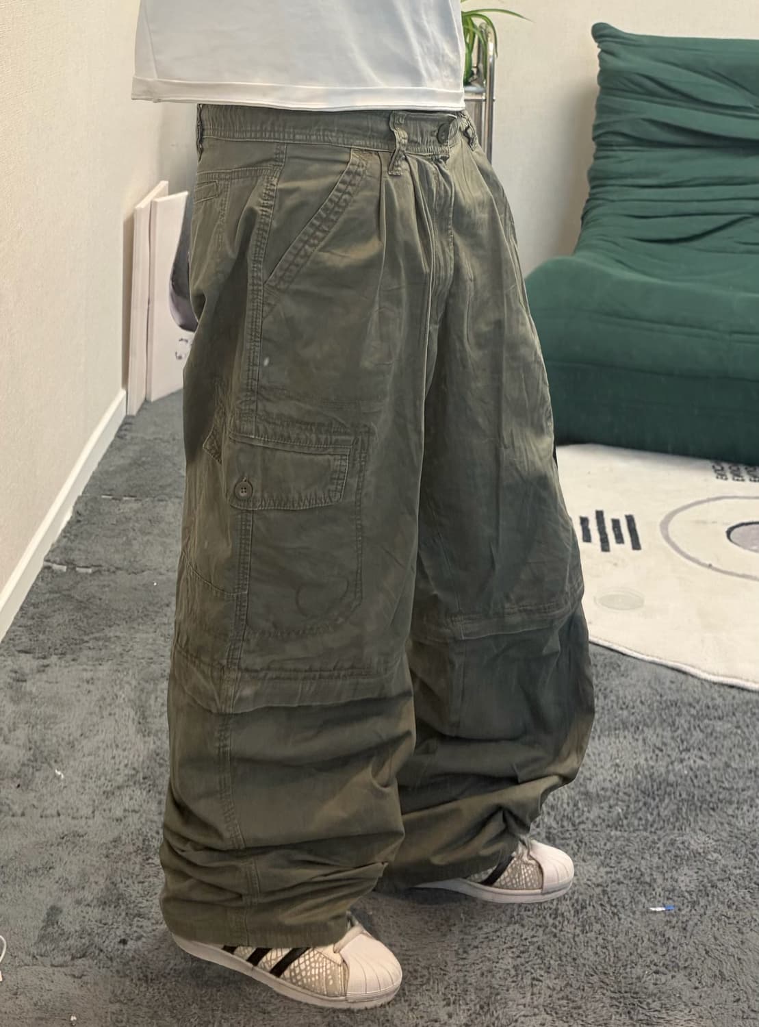 90s workwear 2way khaki cargo wide pants 상품이미지2