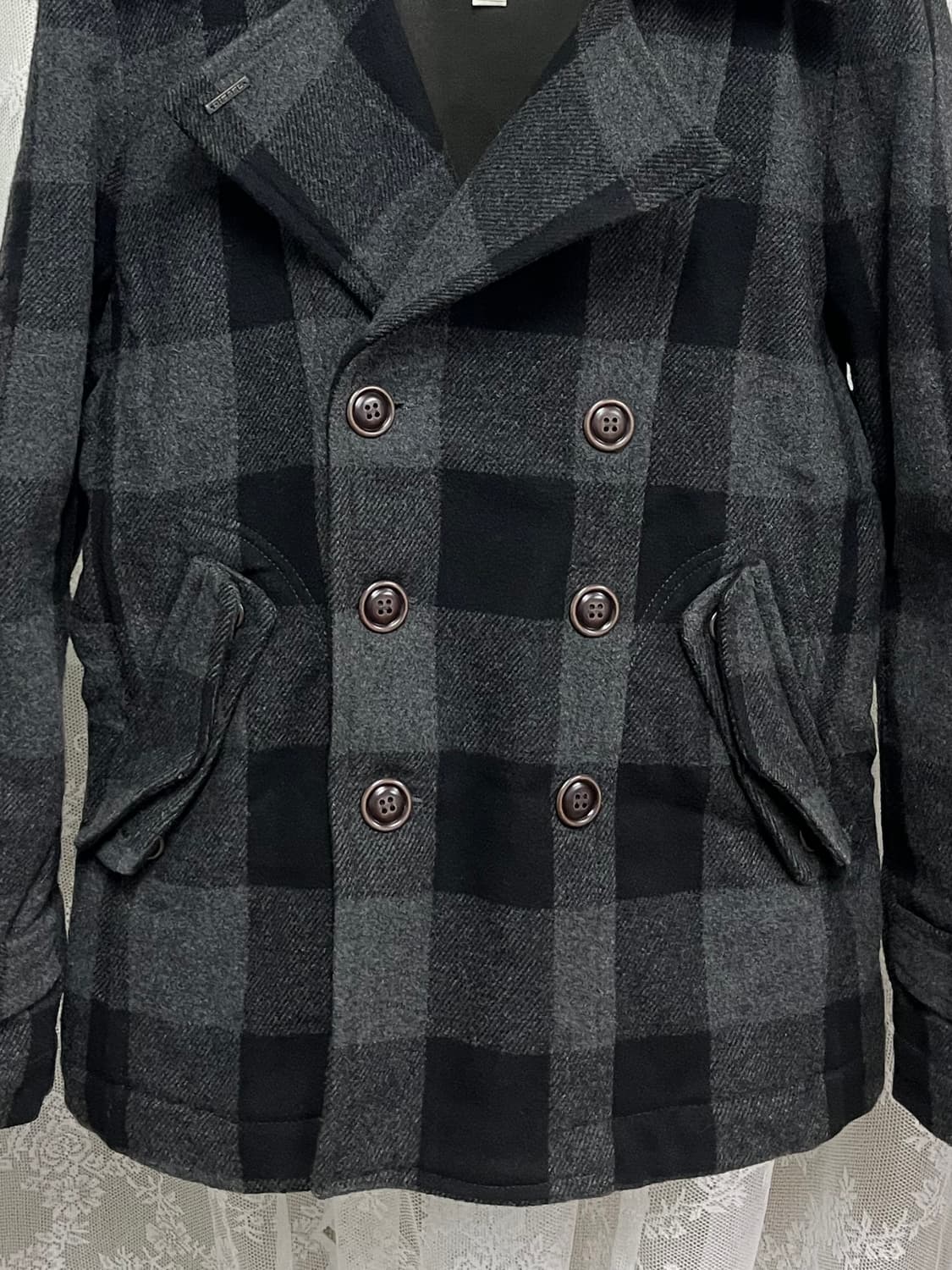 M) 디젤 DIESEL 빈티지 체크 코트 차콜 상품이미지3