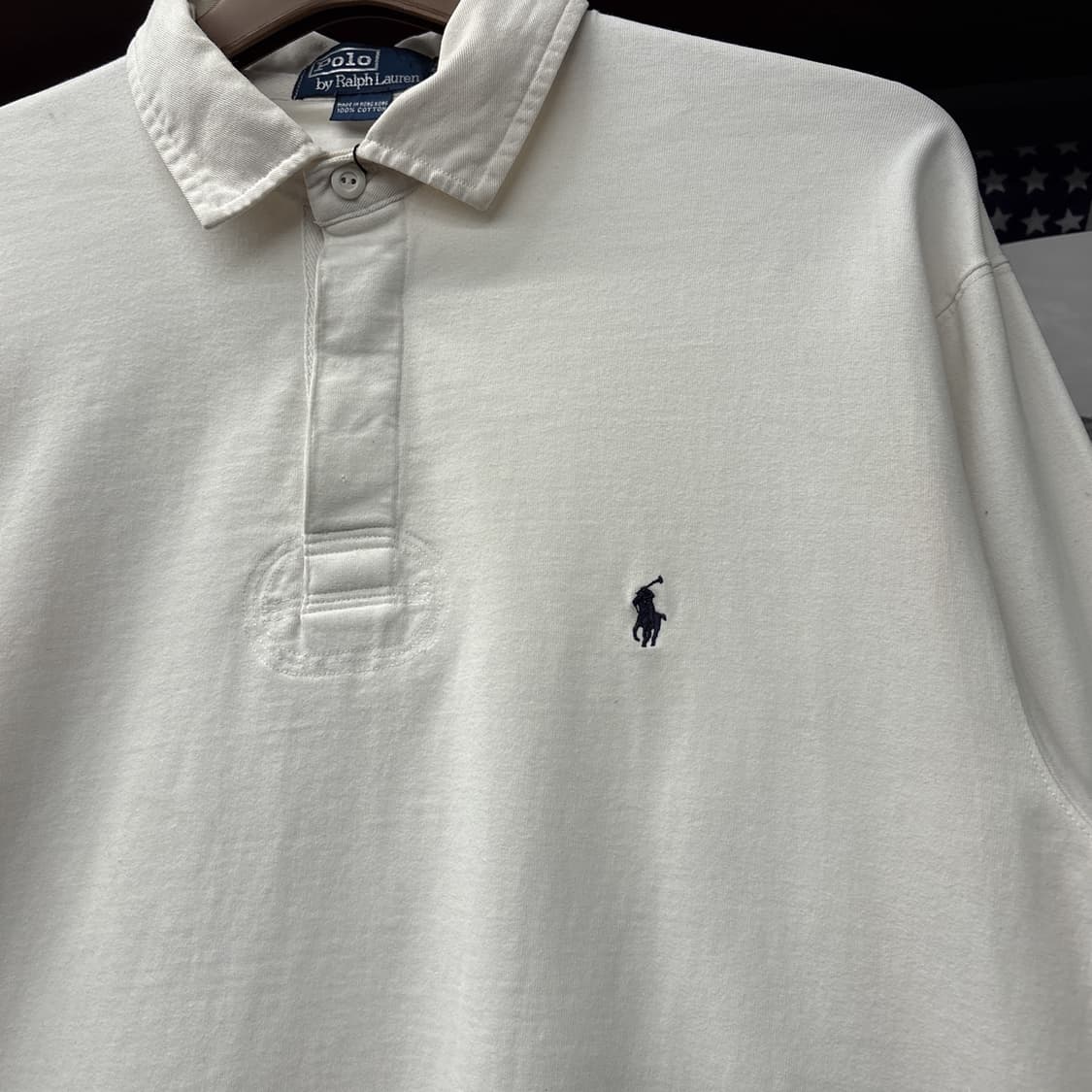 90s 폴로 랄프로렌 소트프 피마코튼 롱슬리브 카라티 화이트 N911 상품이미지5