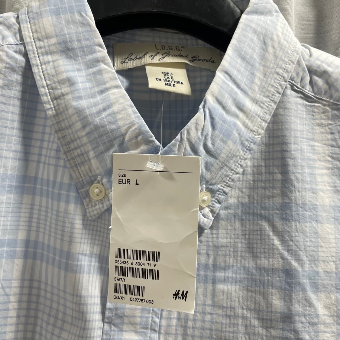 H&M/ 버튼다운 체크 셔츠/ L 상품이미지7