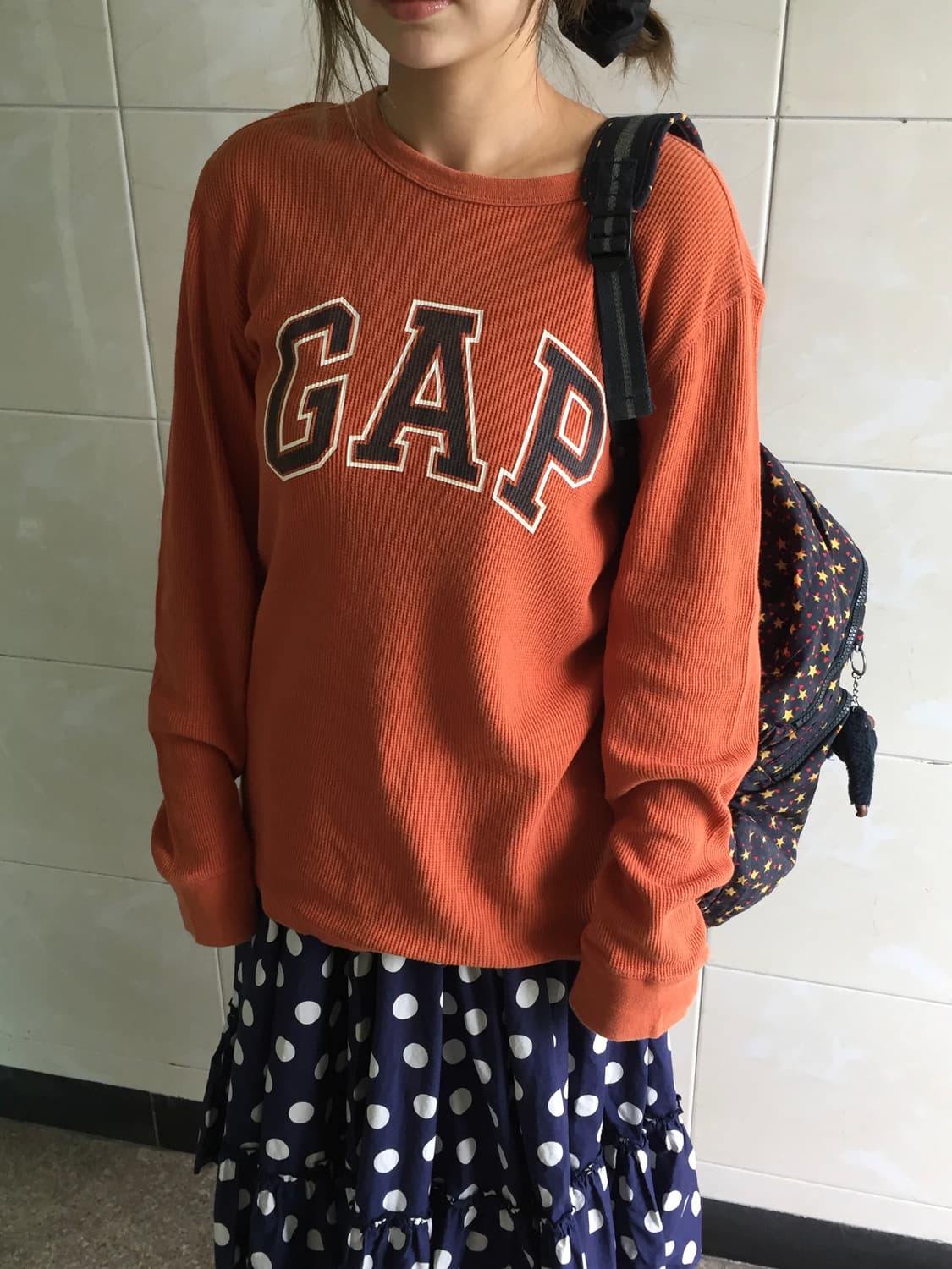 갭 GAP 오렌지 와플 티셔츠 상품이미지1