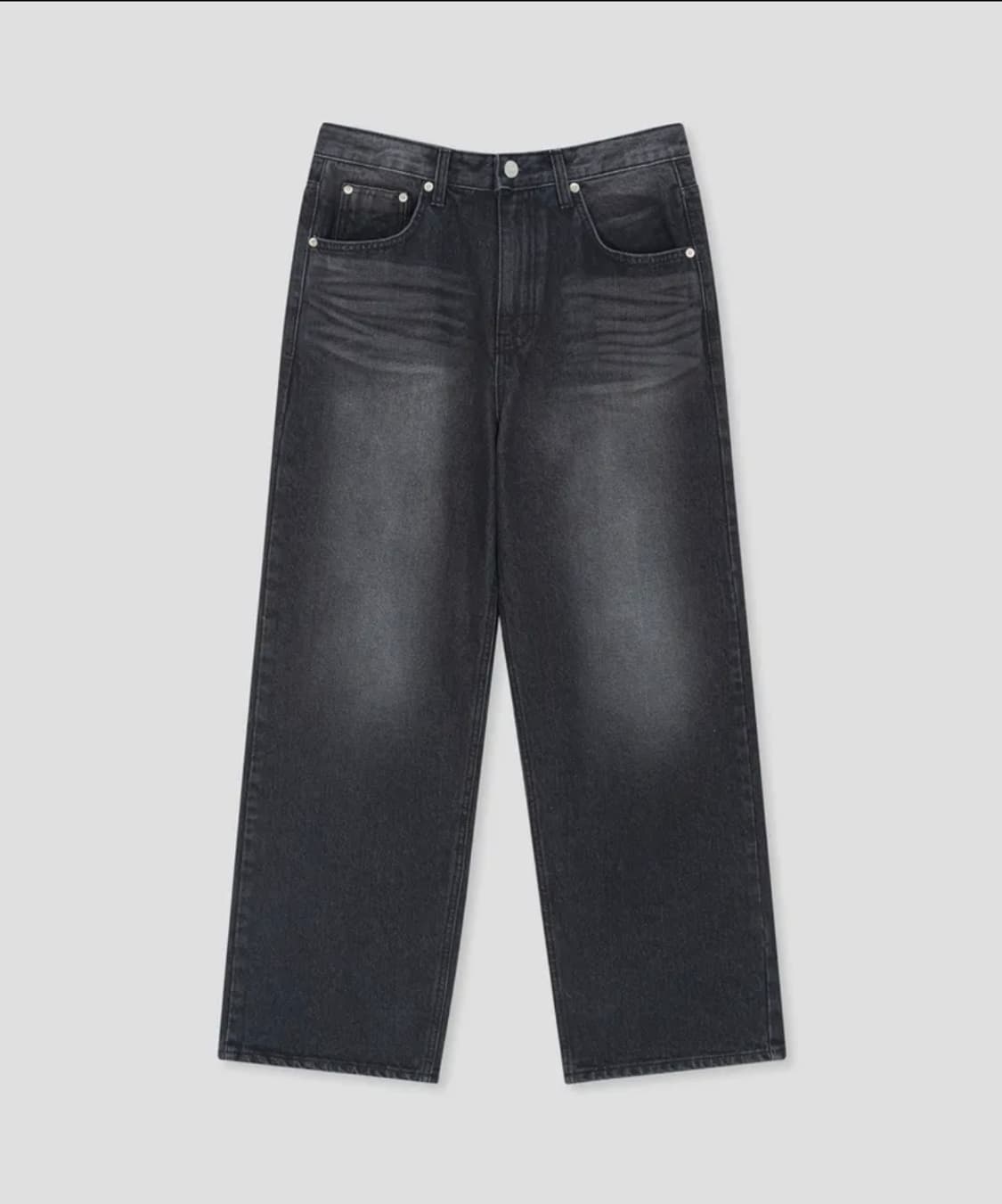 와르 M194 워싱 세미 와이드 데님 팬츠_블랙 상품이미지1