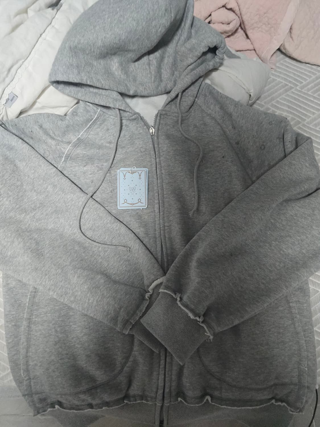 코이세이오 트윙클 후드집업 멜란지 그레이  상품이미지2