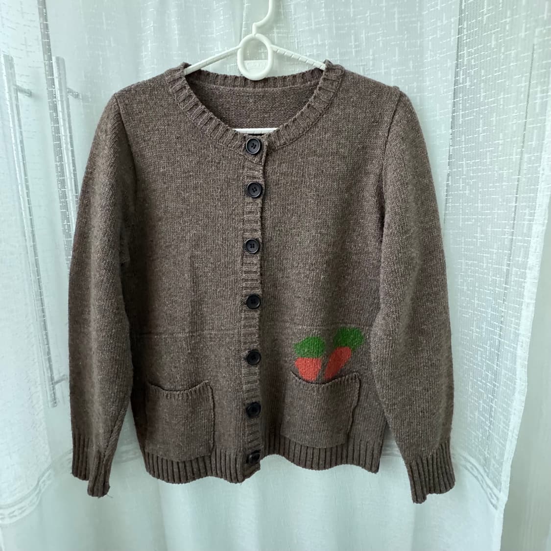 귀여운 브라운 긴팔 가디건 상품이미지1