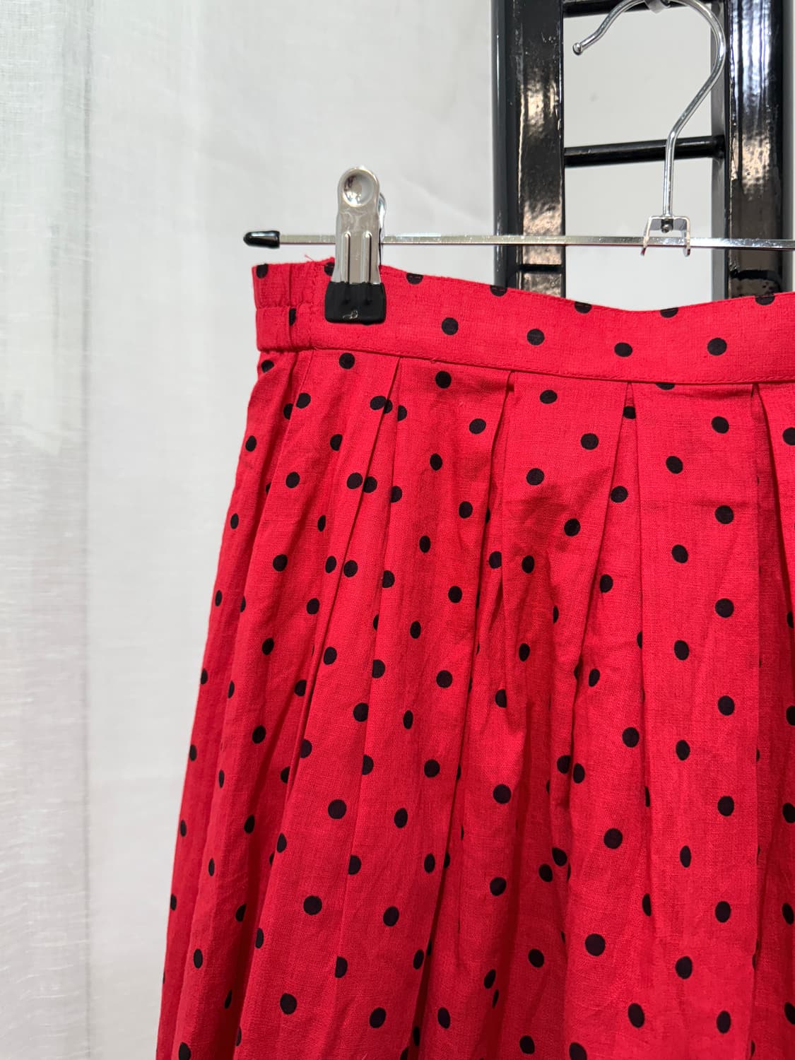 일본빈티지 빨간도트 땡땡이 레드치마 레드스커트 미디치마 3524 상품이미지2