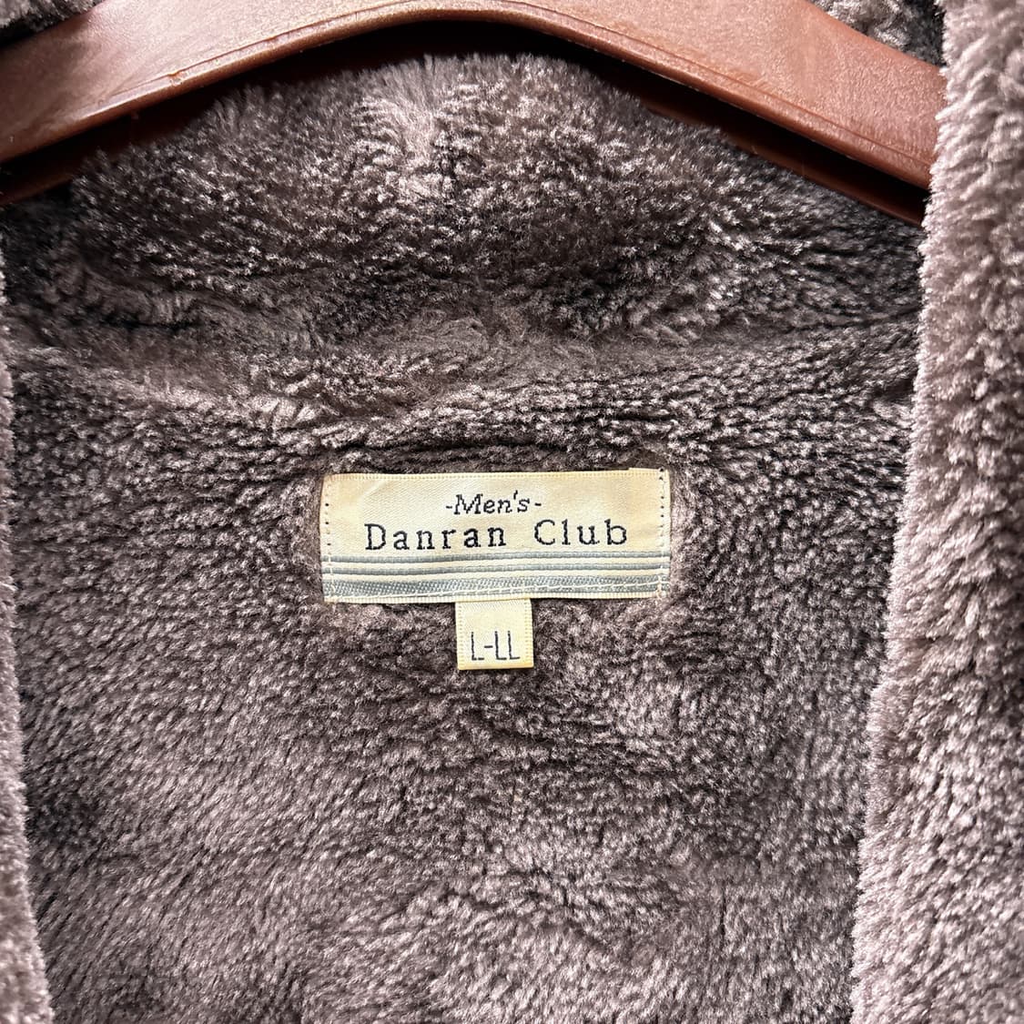 JPN VINTAGE 하운드투스 퍼 하오리자켓 우드 토글 디테일 브라운 상품이미지6