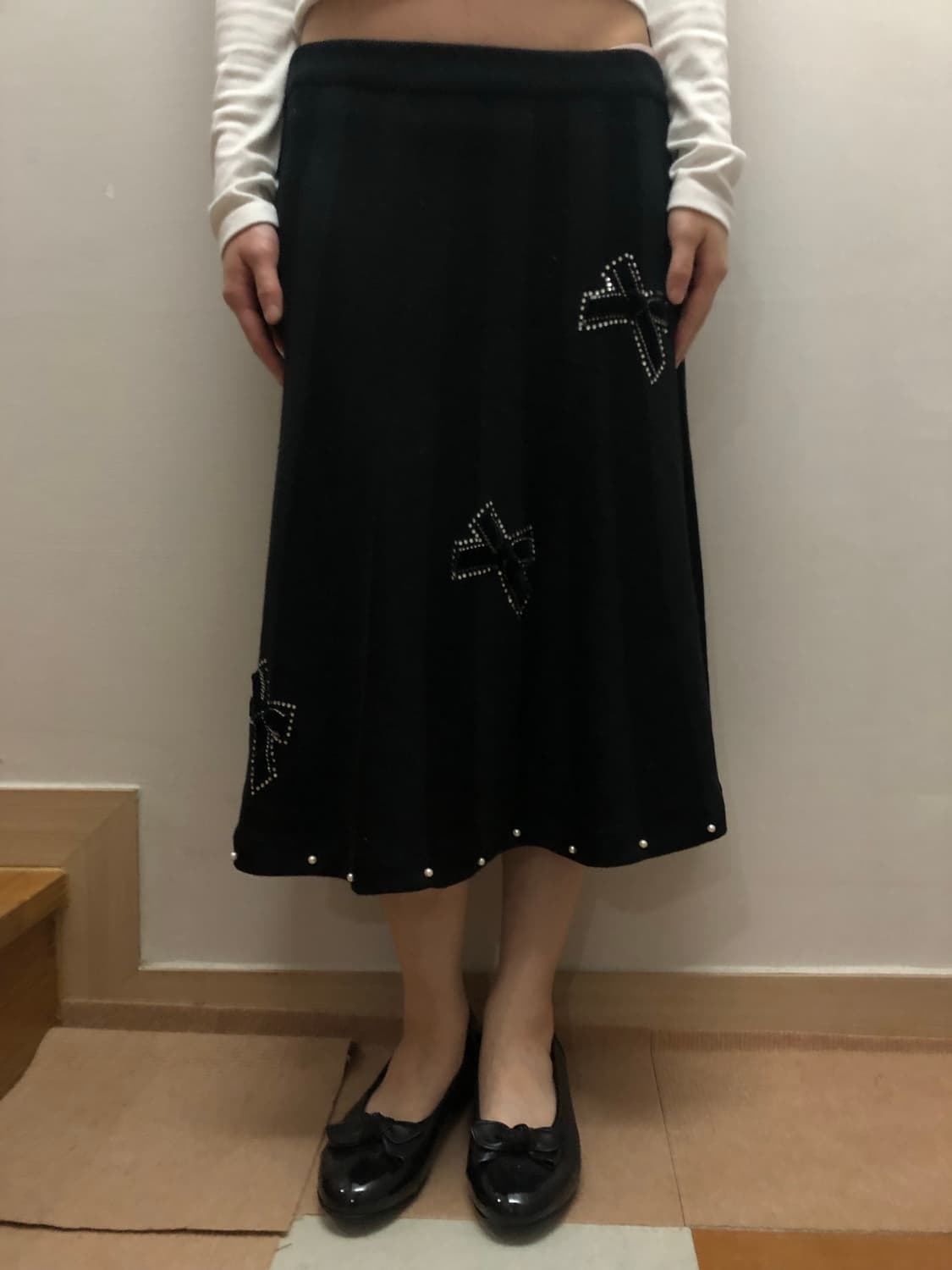 빈티지 블랙 니트 비즈 스커트 상품이미지7