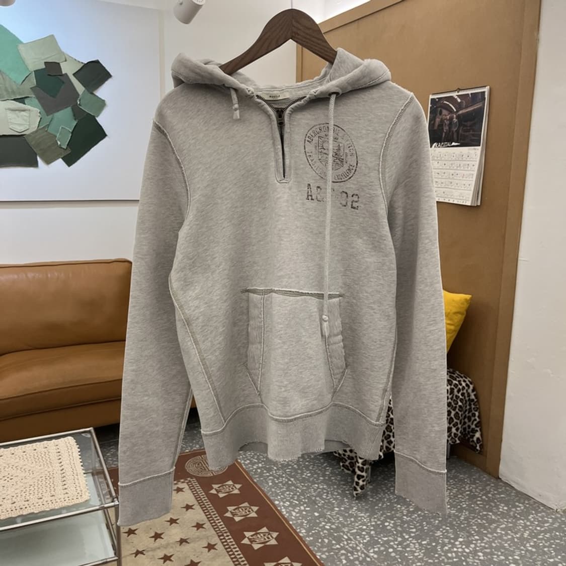 아베크롬비 Y2K 빈티지 데미지 반집업 후드티 M C10478 상품이미지3