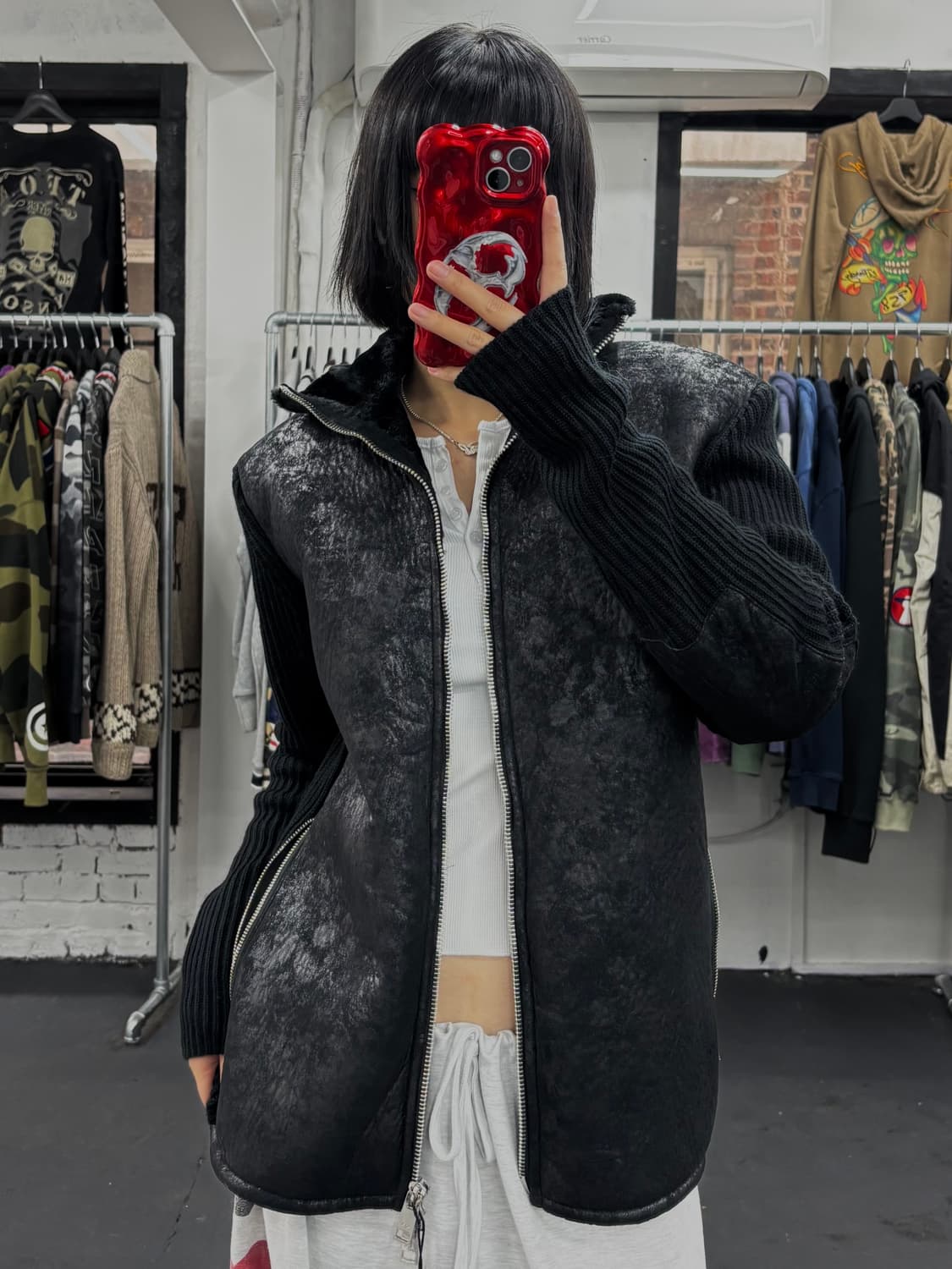 아르마니 익스체인지 스웨이드 니트 집업 상품이미지2