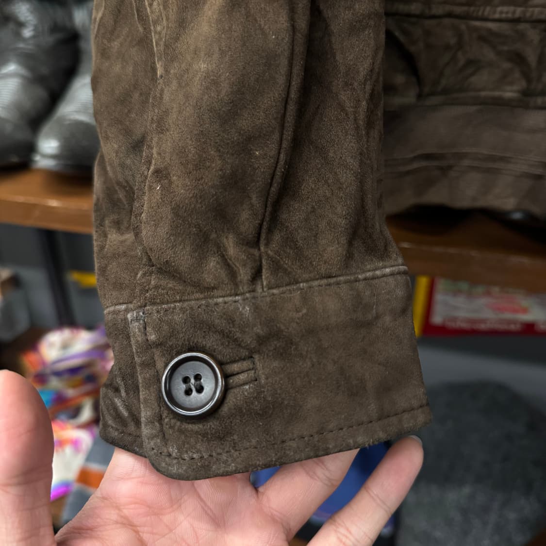 90s 휴고 보스 오리지널 리얼 레더 스웨이드 봄버 블루종 자켓 N243 상품이미지5