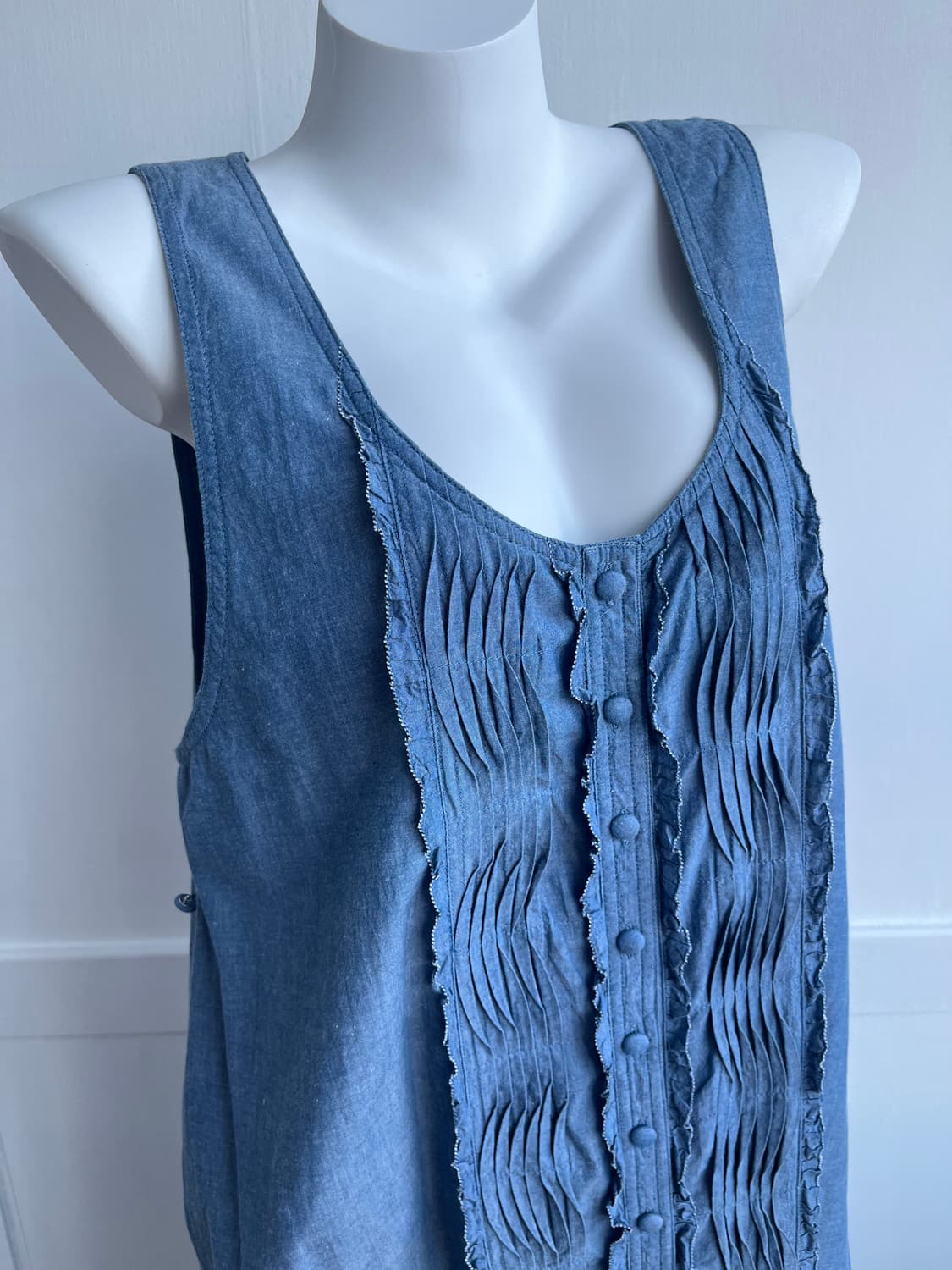 프릴 주름 데님 롱 원피스 상품이미지2