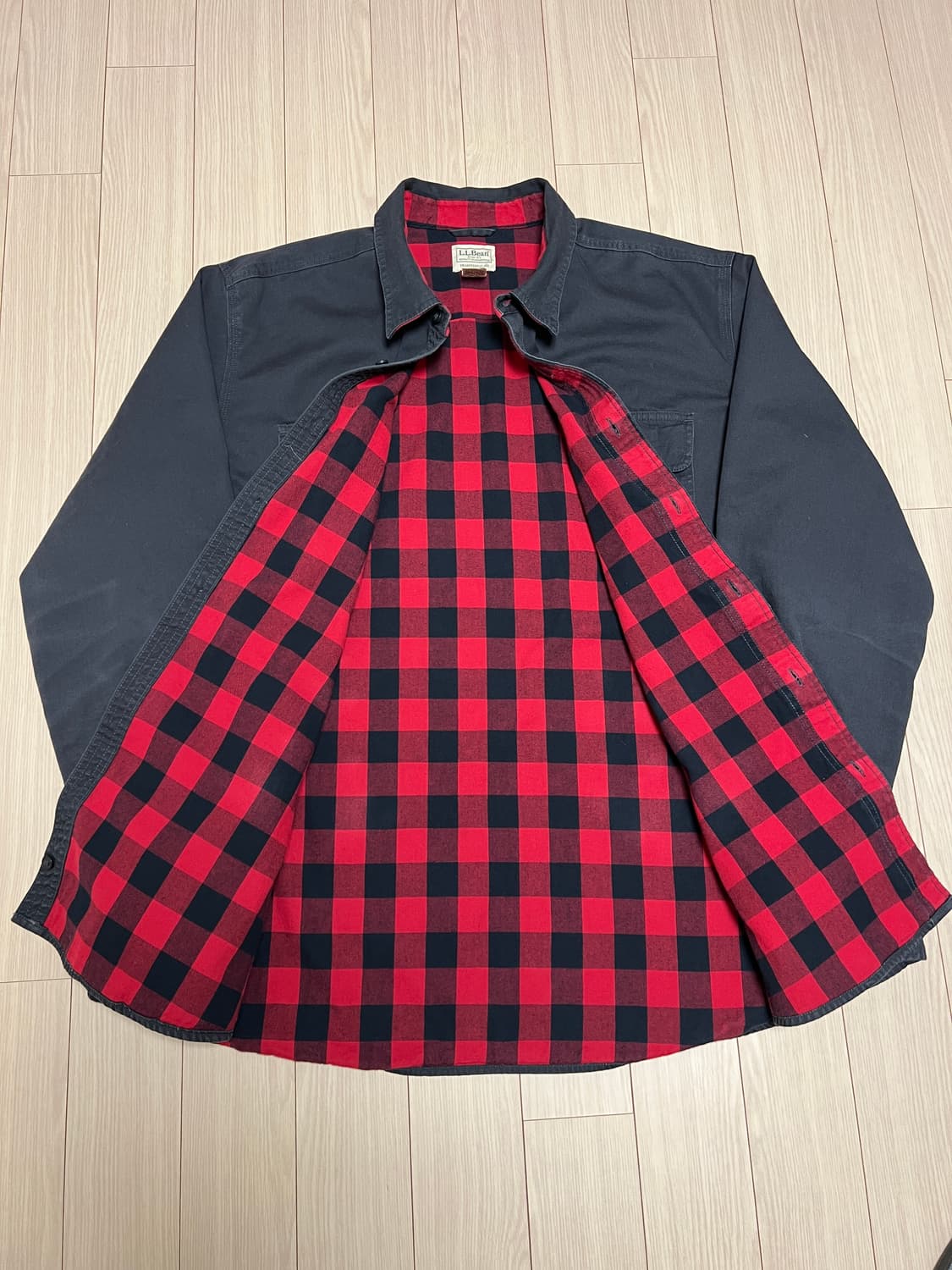 엘엘빈 블랙 셔츠 자켓 플란넬 체크 안감 XXL 상품이미지6