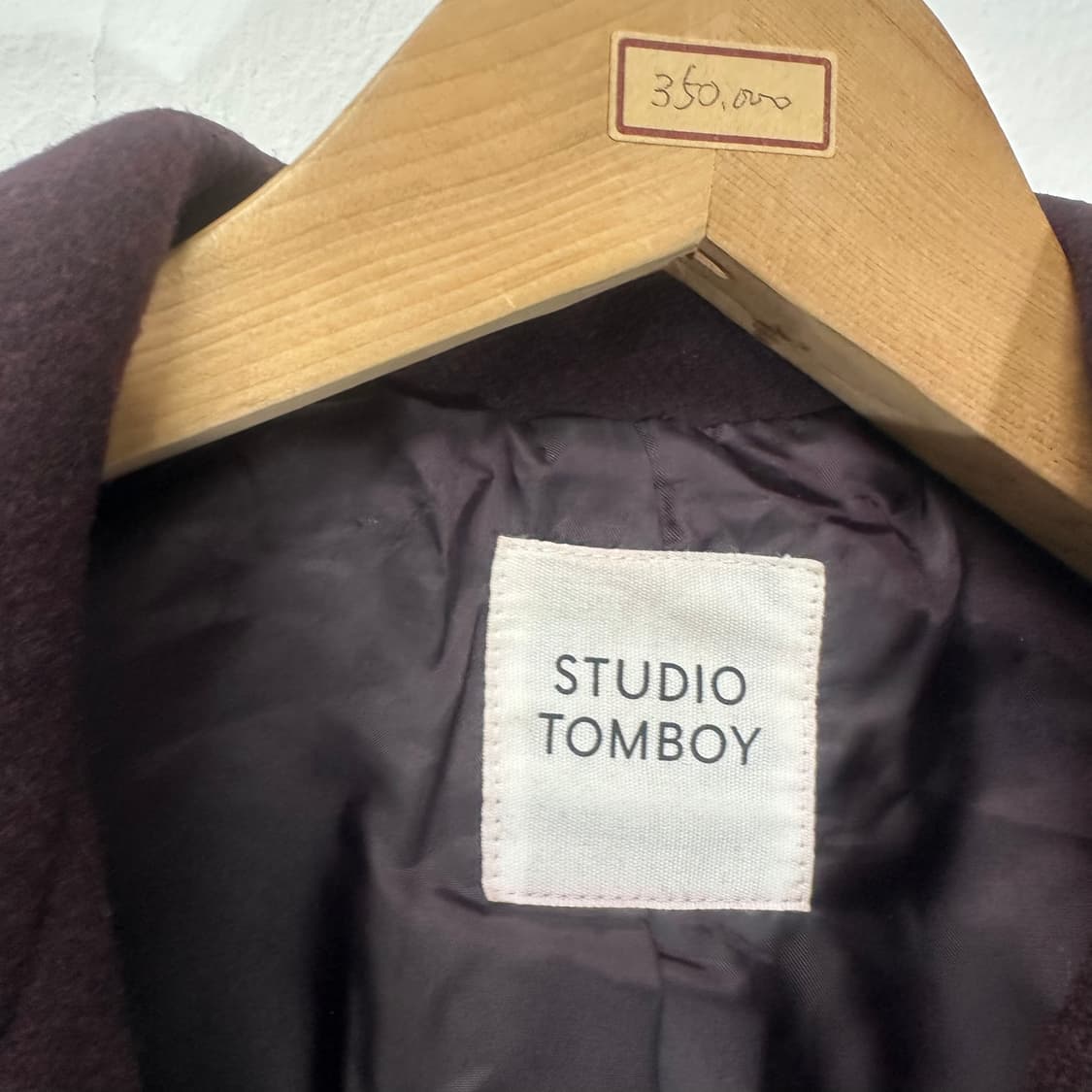 우먼OS 스튜디오톰보이 딥와인색 오버핏 울자켓 상품이미지4