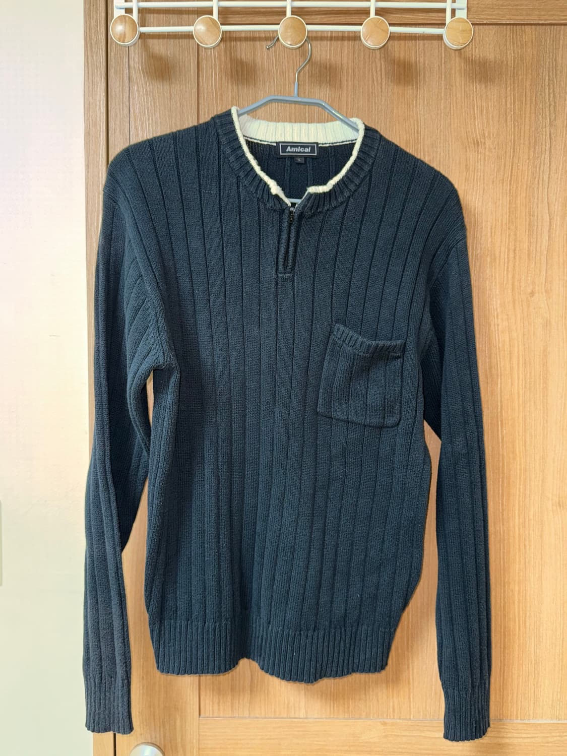 Amical 포켓 반집업 니트 상품이미지1