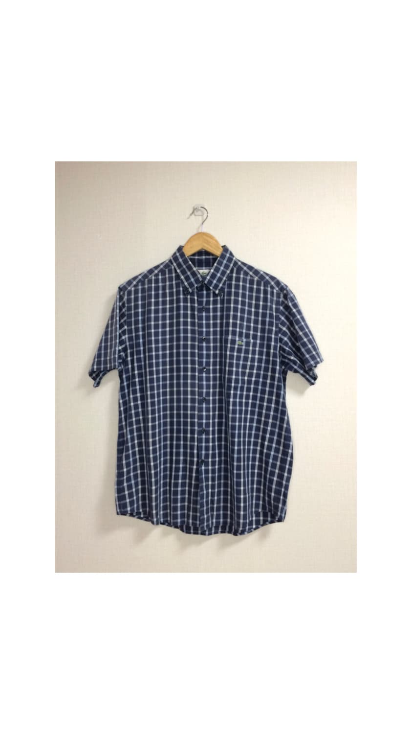 라코스테 네이비 체크 반팔 셔츠 상품이미지1