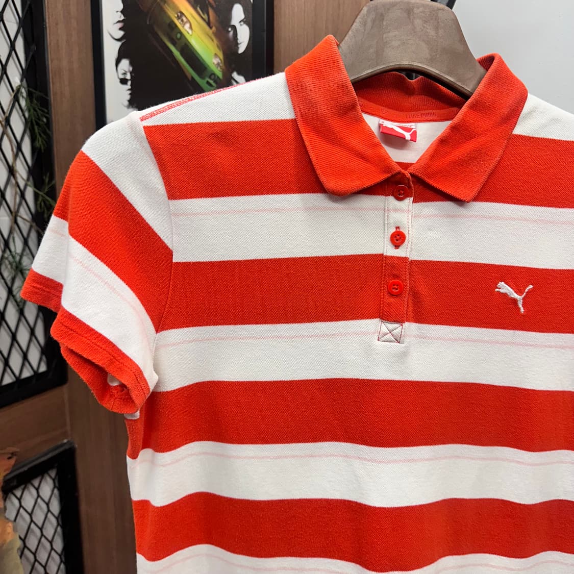 PUMA, Orange red Striped Polo PK Shirt 상품이미지3