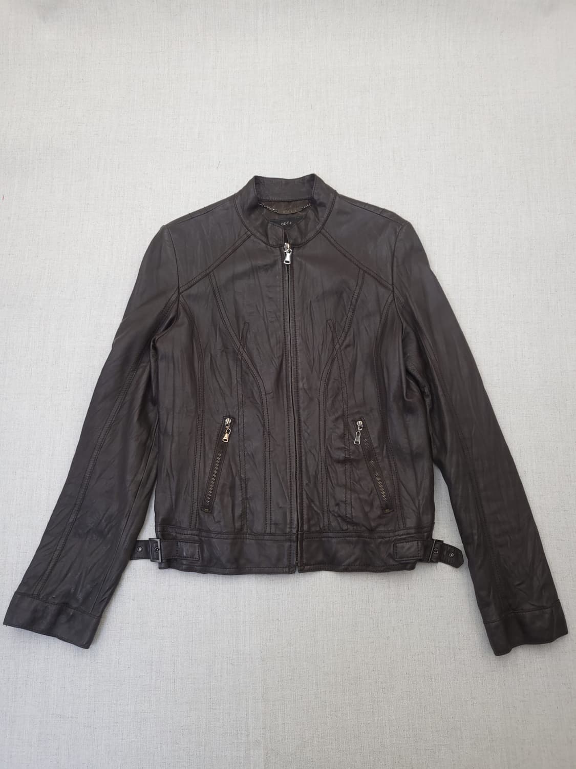 브라운 레더 자켓 여성용 s 상품이미지1