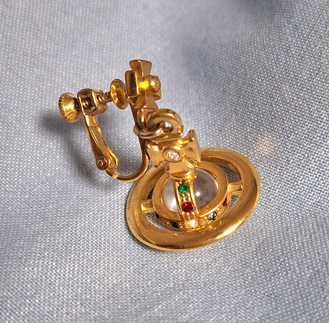 레어 유일매물) 비비안웨스트우드 입체 orb 클립형 귀걸이 귀찌 상품이미지1