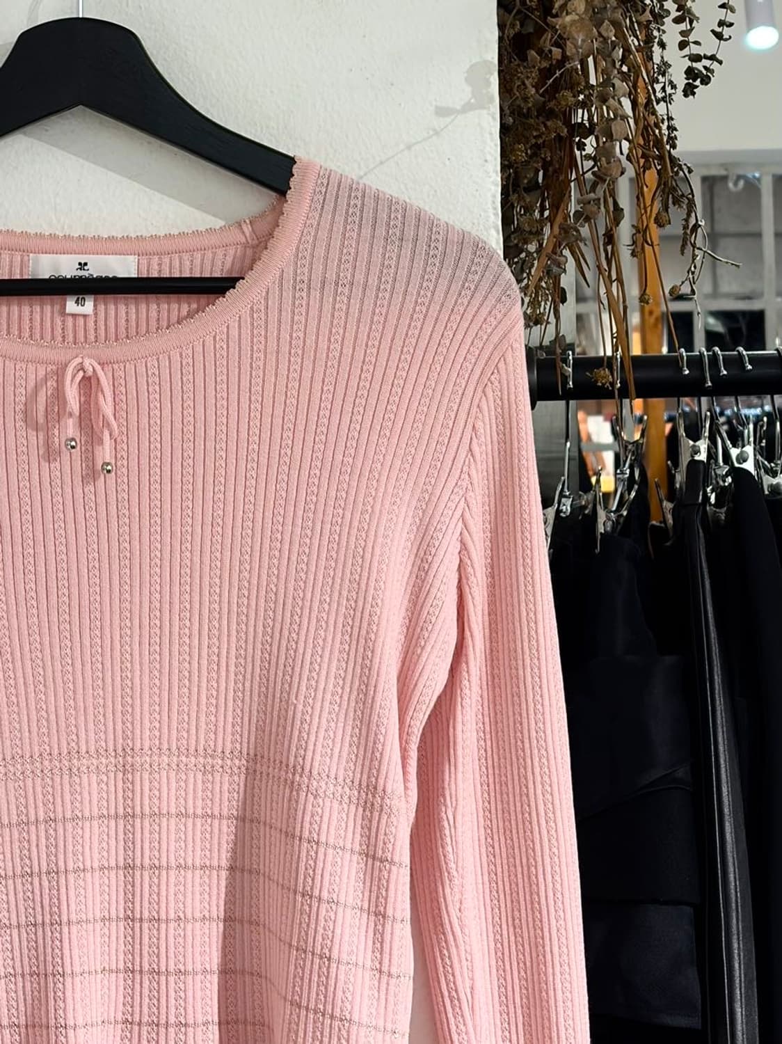 꾸레쥬 핑크 리본 울 블렌드 니트 상품이미지3