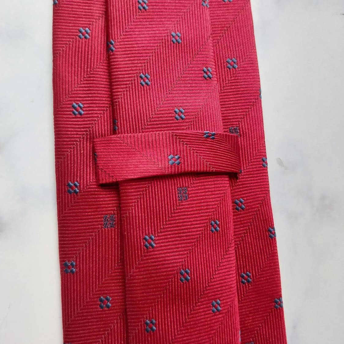 듀퐁 실크 레드 미니 패턴 넥타이 8.9cm A~A+등급 K2028 상품이미지9