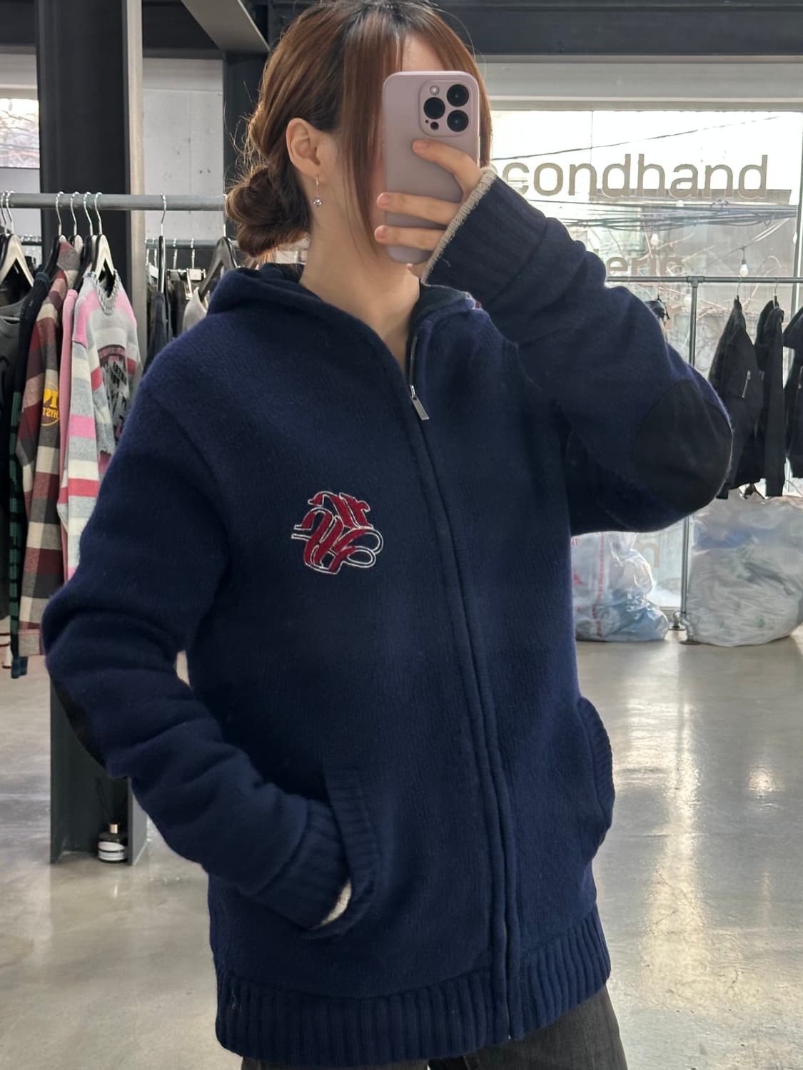 리바이스 울 헤비니트 퀼팅안감 암패치 후드집업자켓 상품이미지2