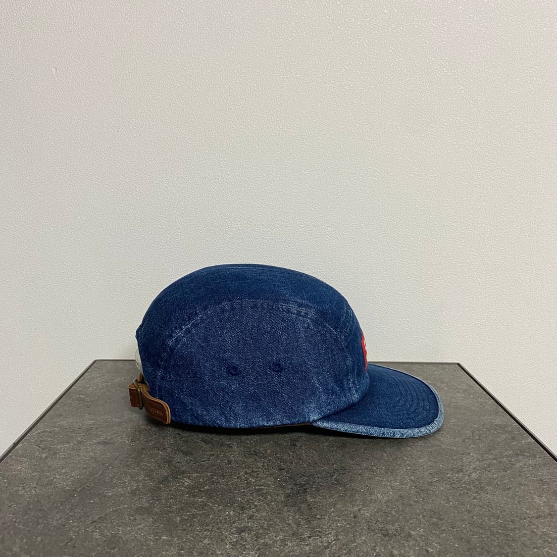 (OS) 슈프림 박스로고 캠프캡 모자 워시드 데님 레더 스트랩 상품이미지3