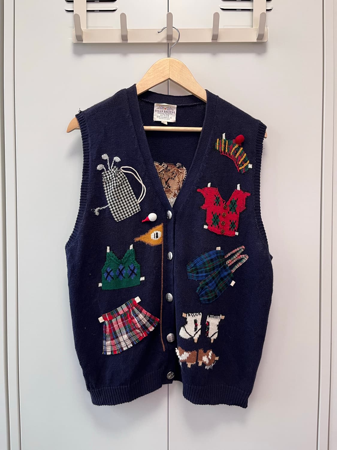 (Rare) Susan bristol 핸드메이드 자수 패치 니트 조끼 상품이미지4