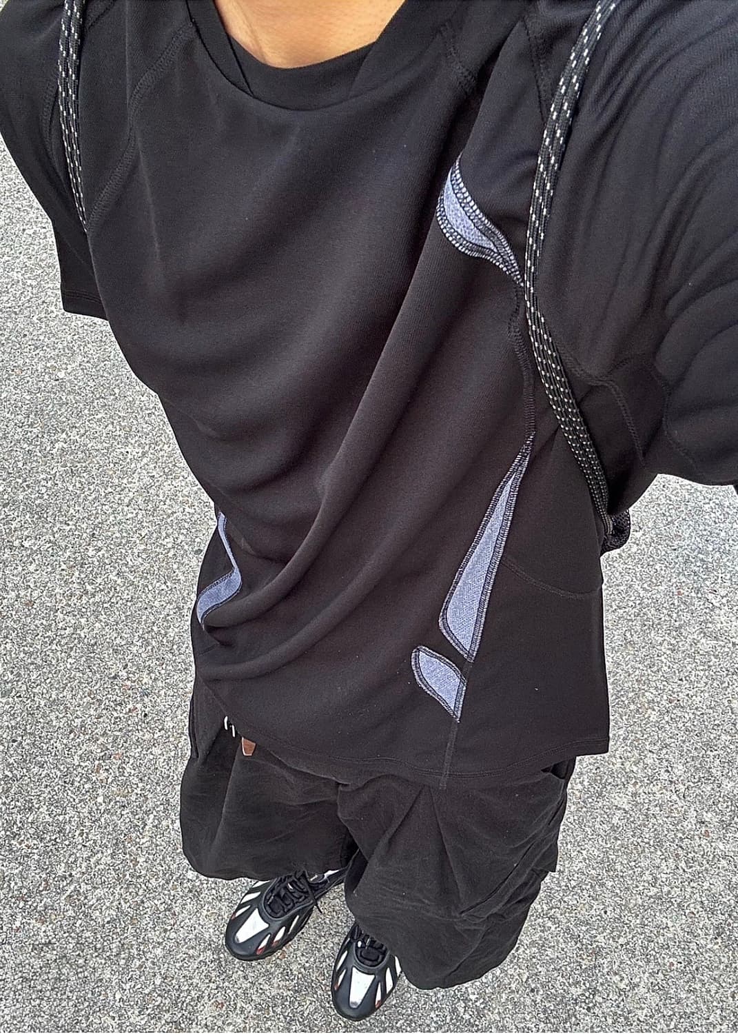 산산기어 25SS 패널 페널 고프코어 반팔 티셔츠 반팔티 4 블랙 기능성 상품이미지2