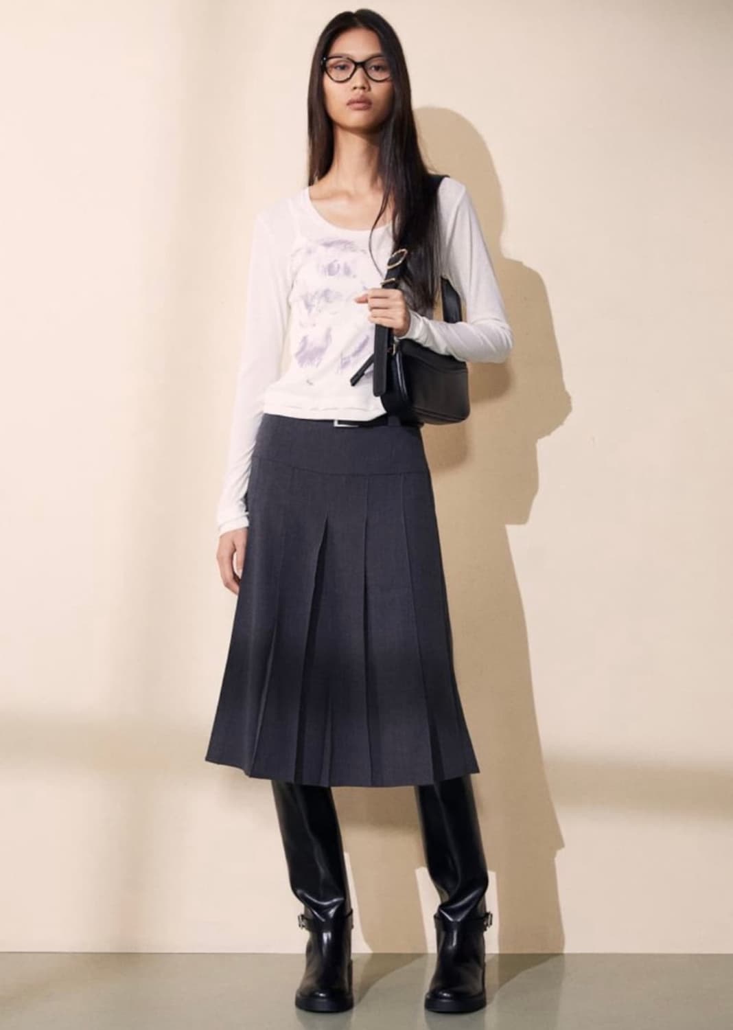 H&M 벨티드 플리츠 스커트 상품이미지1