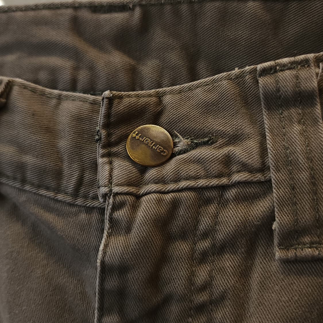 칼하트 워크팬츠 릴렉스드 핏 캔버스 팬츠 모스 그린 33x34 상품이미지4