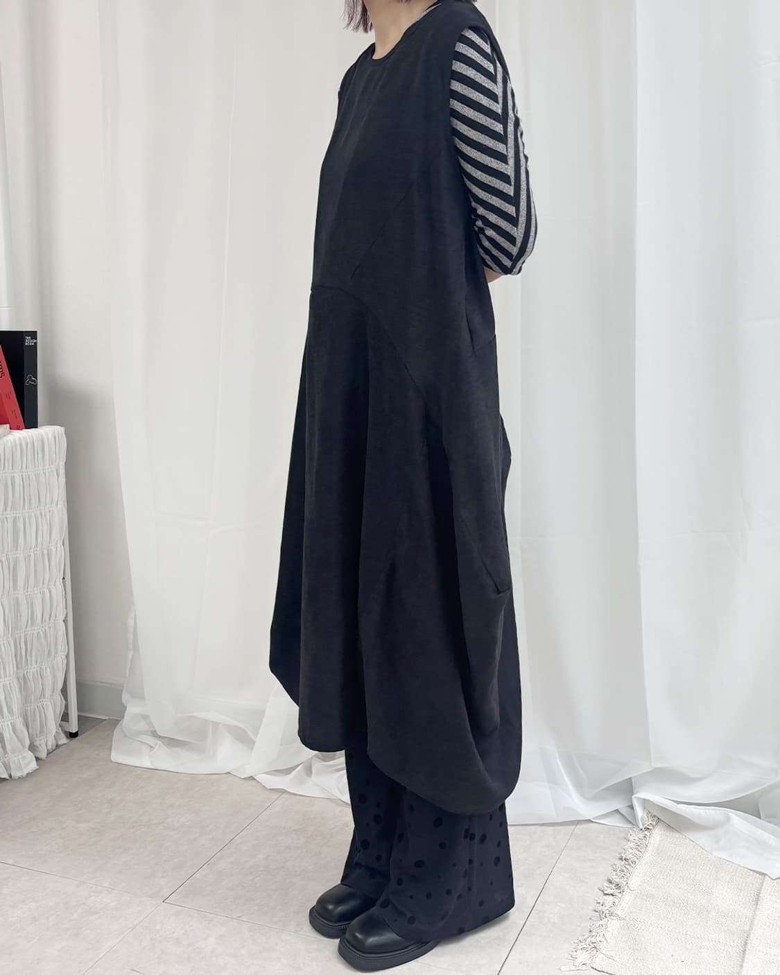 silent worth 챠콜 빅 벌룬 실루엣 롱 원피스 상품이미지5