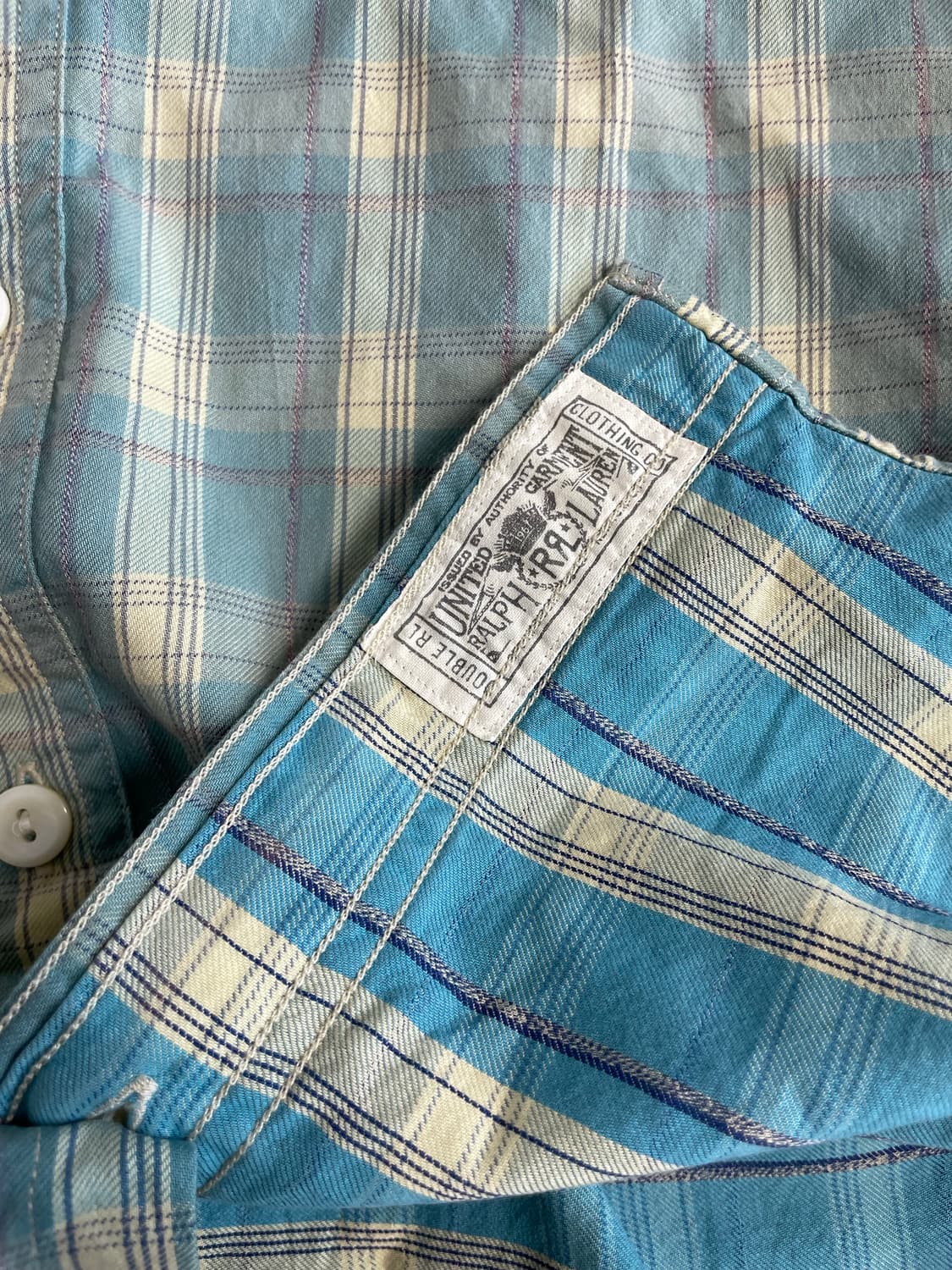 RRL 페이디드 블루 체크 셔츠(M) 상품이미지5